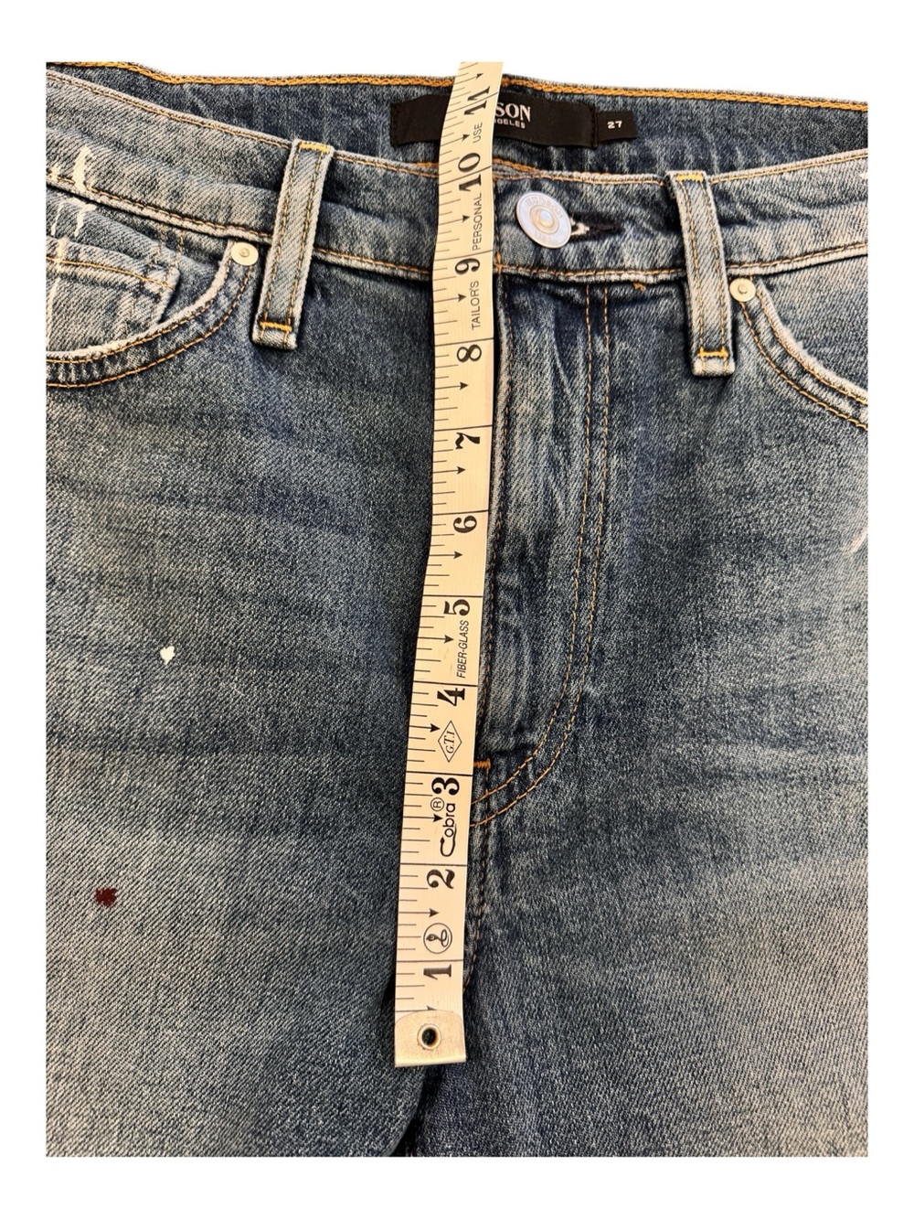 Hudson Jeans Hana Shorts in Blue Distressed Splattered Denim - Picture 5 of 9